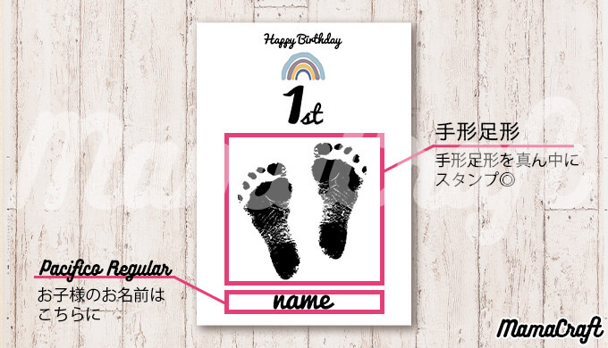 1歳のお誕生日に使える手形足形ポスター【無料ダウンロード】